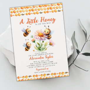 Little honey Cute Bees Wildblomme Flicka Shower Inbjudningar