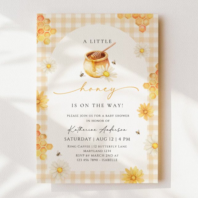 Little Honey Gingham Baby Shower Inbjudningar (Skapare uppladdad)