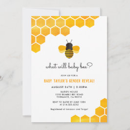 Little Honungsbi Gender Reveal Baby Shower Inbjudningar
