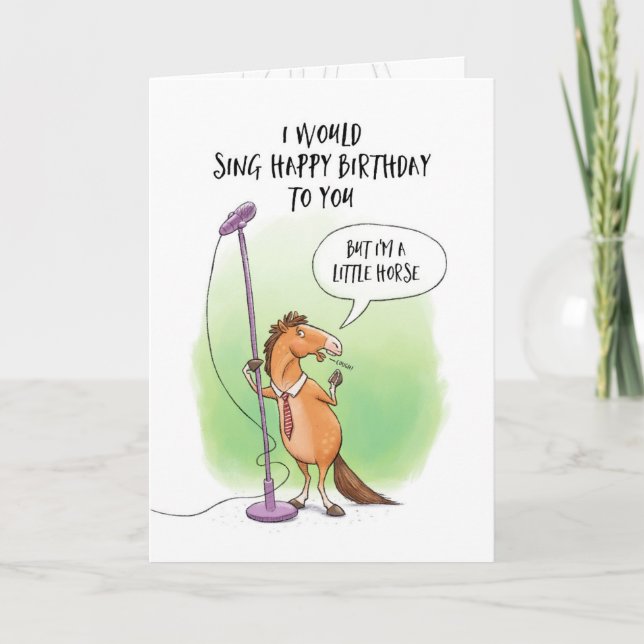 Little Horse Pun Birthday Card Kort (Framsida)