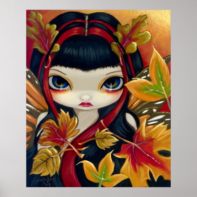 Little Höst löv ART PRINT fall fairy Poster (Framsidan)