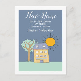 Little House och Träd med Sol New Home Meddelande Vykort