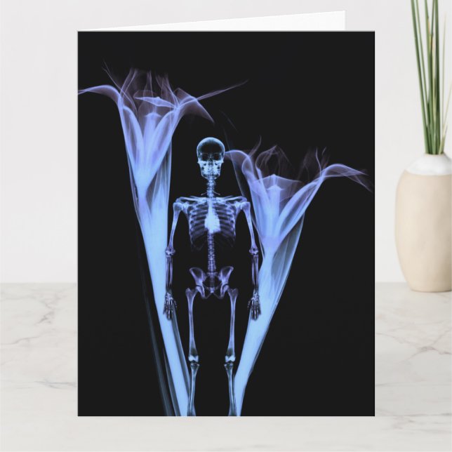 Little Human X-Ray Skeleton & Flowers - Blue Kort (Framsida)
