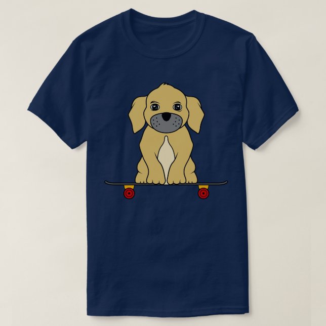 Little hund är sitta på skateboard t shirt (Design framsida)