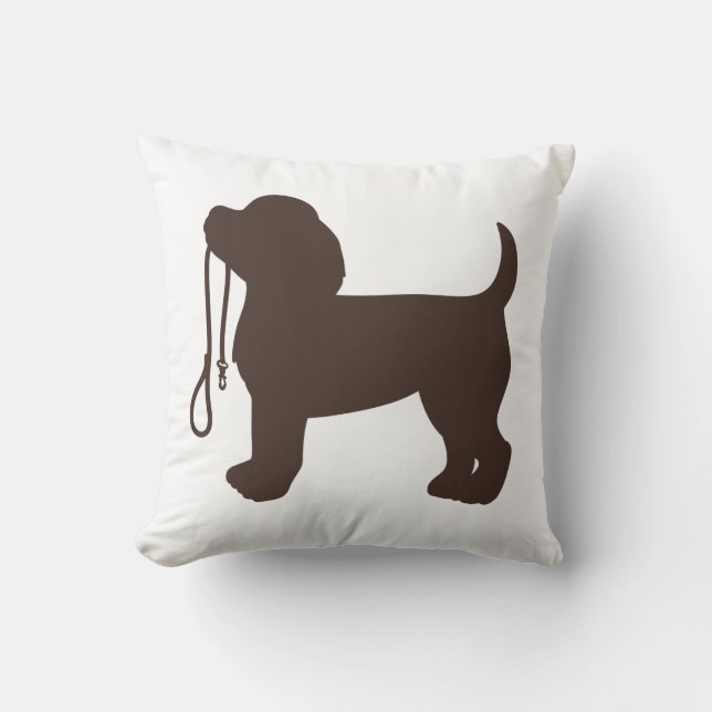 Little hund silhouette - Välj bakgrund färg Kudde (Framsida)