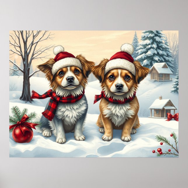 Little Hundar in Preppy Winter Attire and Hat Wint Poster (Framsidan)