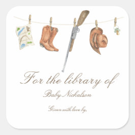 Little Hunter Baby shower - för bibliotek av Fyrkantigt Klistermärke