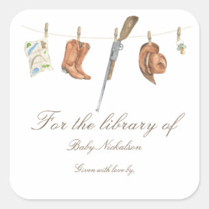 Little Hunter Baby shower - för bibliotek av Fyrkantigt Klistermärke