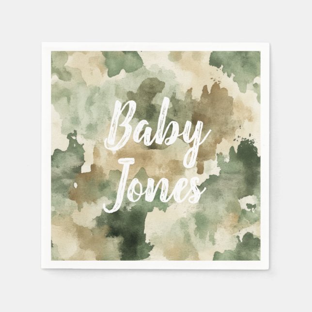 Little Hunter Duck Hunting Camo Boy Baby Shower Pappersservett (Framsidan)