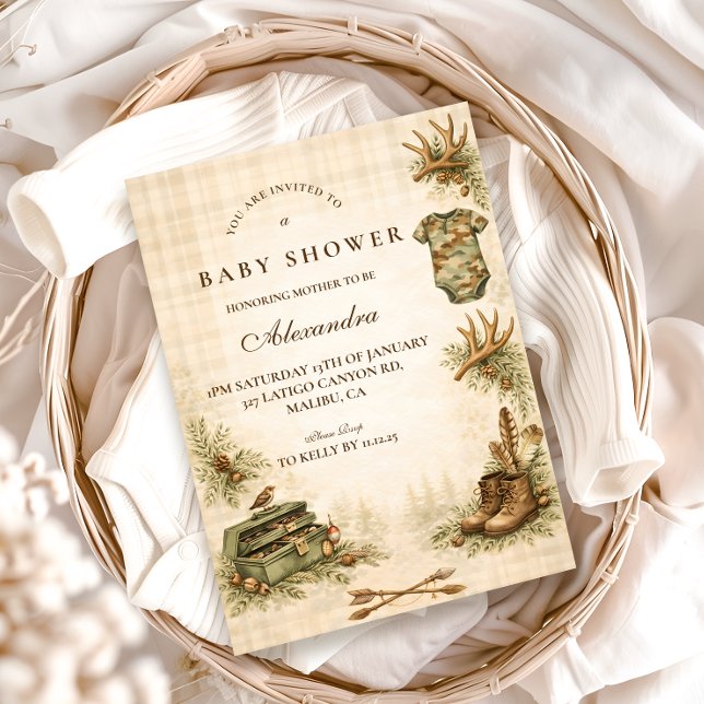 Little Hunter Woodland Keepsake Baby Shower Inbjudningar (Skapare uppladdad)