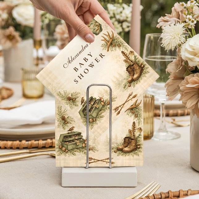 Little Hunter Woodland Keepsake Baby Shower Pappersservett (Skapare uppladdad)