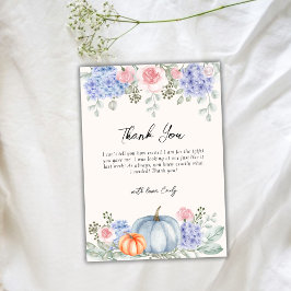 Little Hydrangea Blommigt Pumpkin Fall Baby Shower Tack Kort