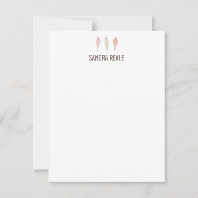 Little Ice Cream Cone Trio Personal Note Card Inbjudningar (Framsida)