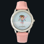 Little Ice Skater {rosa} Armbandsur<br><div class="desc">Den här fina klockan har en snygg vektorbild av en liten isskridningsflicka som kan vara personlig med din lilla flickas namn,  monogram,  inledande text eller valfri text för en anpassningsbar av perfekt.</div>
