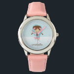 Little Ice Skater {rosa} Armbandsur<br><div class="desc">Den här fina klockan har en snygg vektorbild av en liten isskridningsflicka som kan vara personlig med din lilla flickas namn,  monogram,  inledande text eller valfri text för en anpassningsbar av perfekt.</div>
