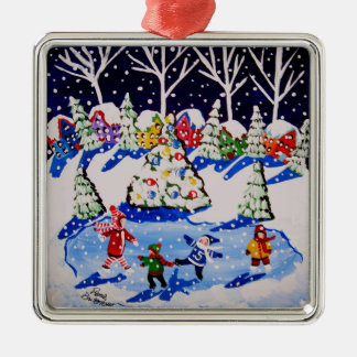 Little Ice Skaters Roligt Winter PeopleArt Ornamen Julgransprydnad Metall