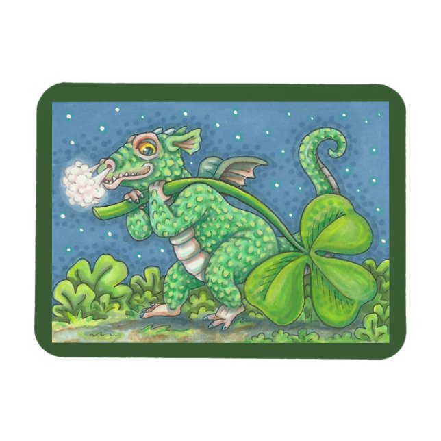 LITTLE IRISH DRAGON Fantasy MAGNET Grönt (Horisontell)