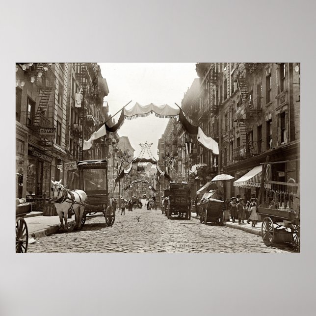 Little Italien Mott Street NYC Photograph (1908) Poster (Framsidan)