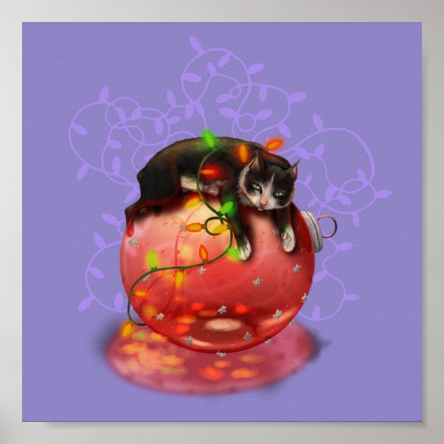 Little jul Cat Ljus Garland Winter Magic Poster (Framsidan)