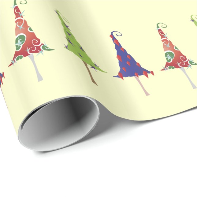 Little Julgranar Mönster Wrapping Papper Presentpapper (Rullad Hörn)