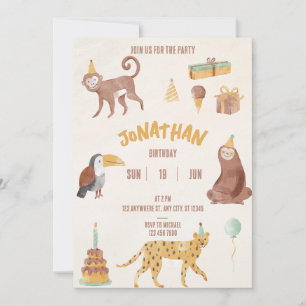 Little Jungle Animals Birthday Inbjudningar