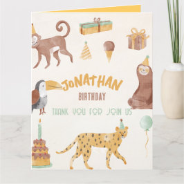 Little Jungle Animals Birthday Tack Kort