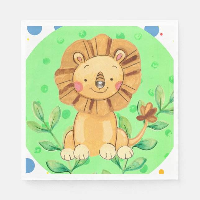 Little Jungle Lejon Theme Napkins Pappersservett (Framsidan)