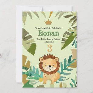 Little Jungle Prince Lejon Birthday Inbjudningar