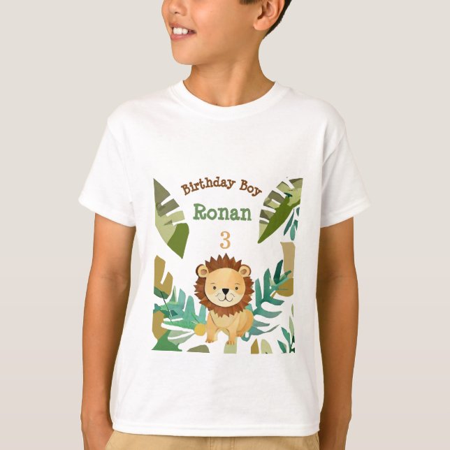 Little Jungle Prince Lejon Birthday T Shirt (Framsida)