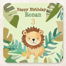 Little Jungle Prince Lejon Birthday Underlägg Papper Kvadrat