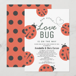 Little Kärlek Kryp Ladybug Baby Shower by Mail Inbjudningar