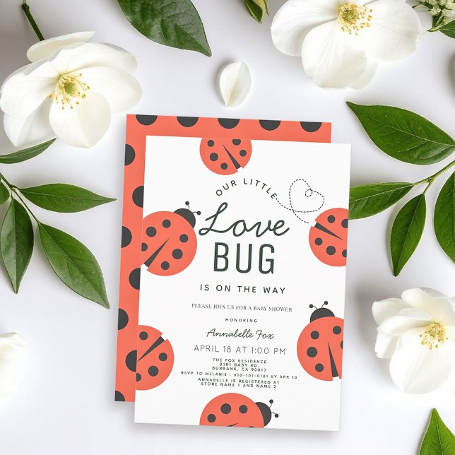 Little Kärlek Kryp Ladybug Baby Shower-inbjudan Inbjudningar (Skapare uppladdad)