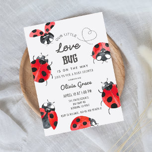 Little Kärlek Kryp Ladybug Baby Shower Inbjudningar