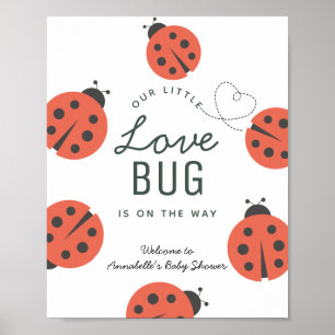Little Kärlek Kryp Ladybug Baby Shower Välkommen Poster