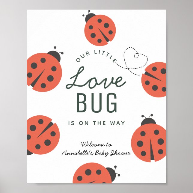 Little Kärlek Kryp Ladybug Baby Shower Välkommen Poster (Framsidan)