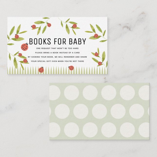 Little Kärlek Kryp Ladybug Bokar for Baby Shower Tilläggskort (Fram/baksida)