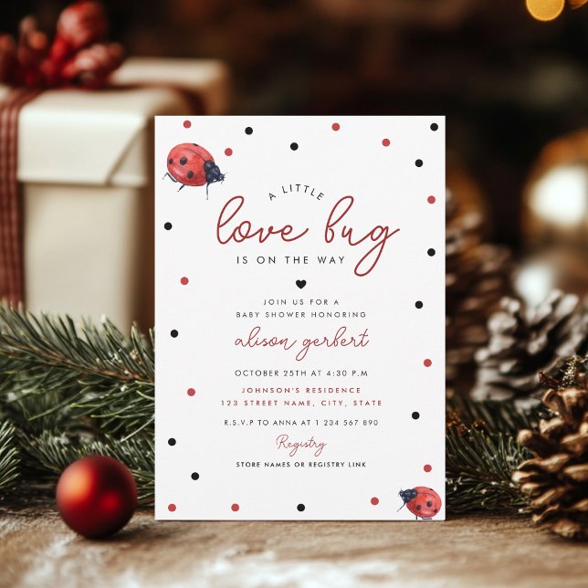 Little Kärlek Kryp Ladybug Girl Baby Shower Inbjudningar (Skapare uppladdad)