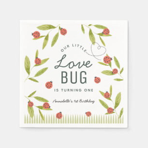 Little Kärlek Kryp Ladybug Löv Birthday Napkins Pappersservett