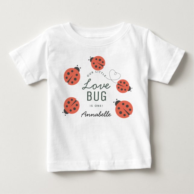 Little Kärlek Kryp Red Ladybug Birthday T Shirt (Framsida)