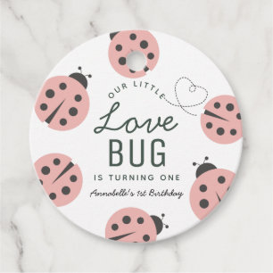 Little Kärlek Kryp Rosa Ladybug Birthday Tack Gåvor Etiketter