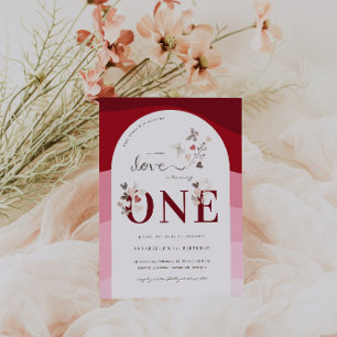 Little Kärlek Valentine Boho 1:a födelsedag Inbjudningar