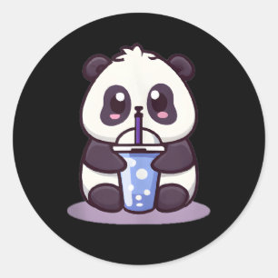 Little Kawaii Panda Drinking Boba Tea Anime Runt Klistermärke