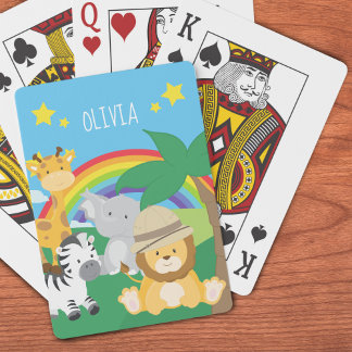 Little Kids Safari Jungle Animals och First Namn Casinokort