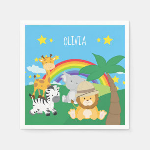 Little Kids Safari Jungle Animals och First Namn Pappersservett