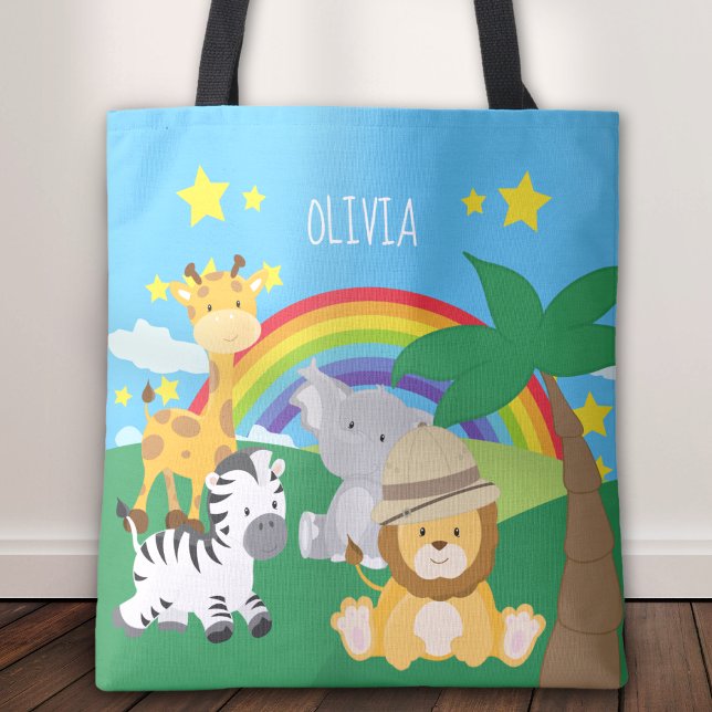 Little Kids Safari Jungle Animals och First Namn Tygkasse (Skapare uppladdad)