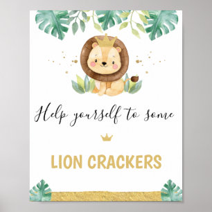 Little King Lion Crown 1st Birthday Party Sign Poster