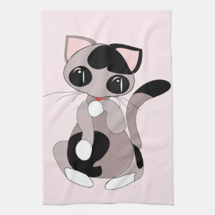 Little Kitten Kitchen Towel Rosa - Din Färg Kökshandduk