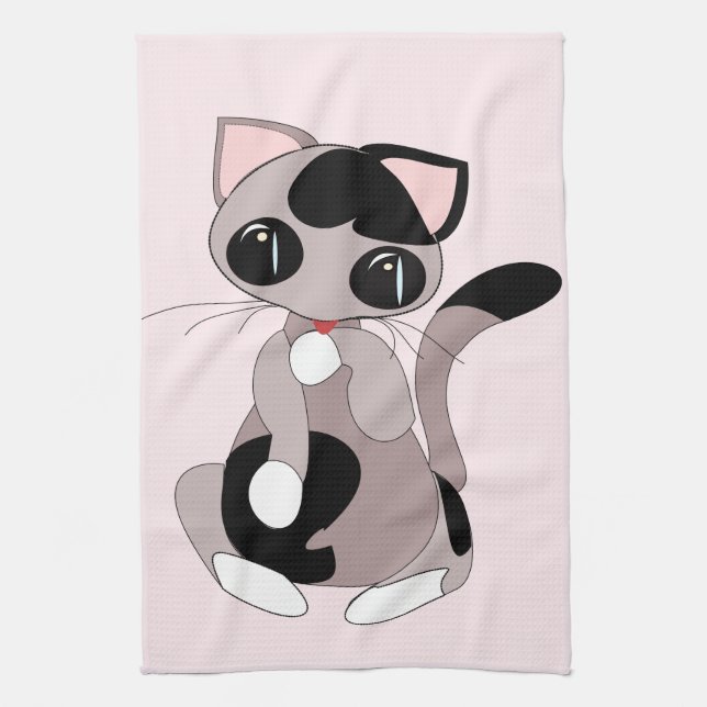 Little Kitten Kitchen Towel Rosa - Din Färg Kökshandduk (Vertikal)