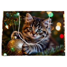 Little Kitten on Christmas Tree  