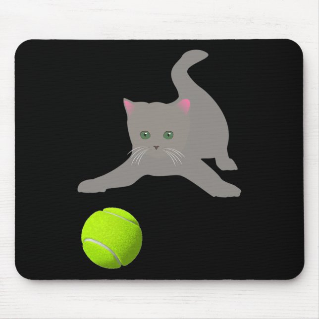 Little Kitten spelar med en tennis Boll-katt Musmatta (Framsidan)